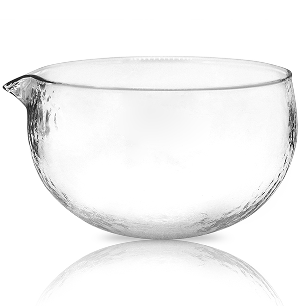 Glass matcha bowl with spout